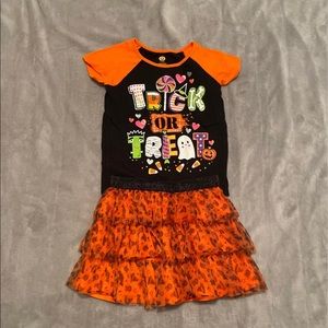 Halloween Girls Trick or Treat Shirt/Tulle Skirt 3T